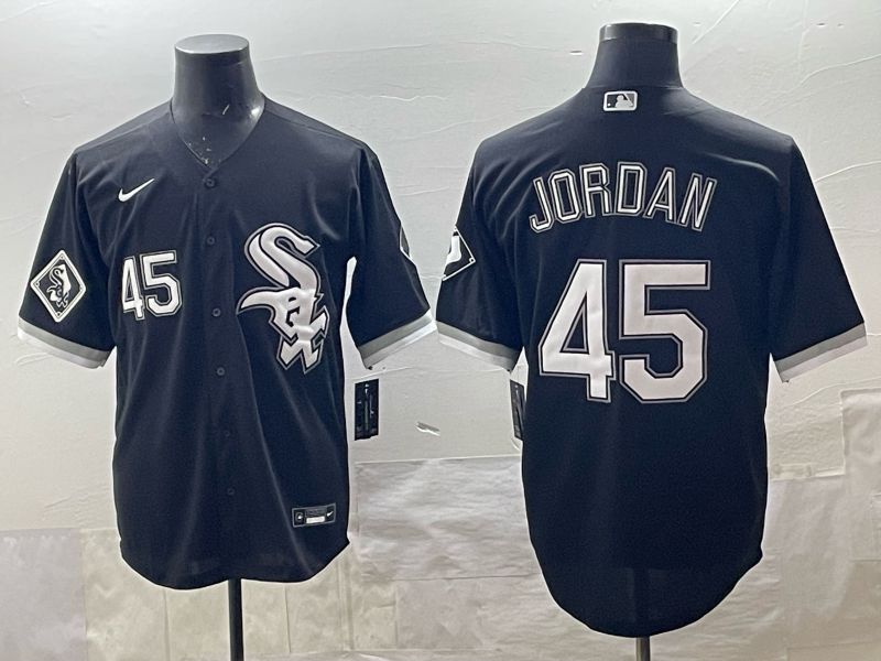 Men 2025 Chicago White Sox #45 Jordan Black Game Nike MLB Jersey style 04
